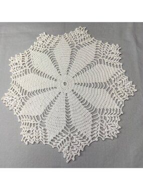 Handmade Crochet Doily 11" Cream Floral Lace Table Decor Elegant Vintage Charm